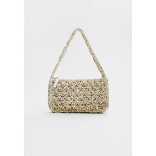 Sac porté épaule en crochet brillant Écru OS - Stradivarius - Modalova