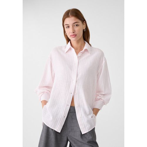 Chemise en lin mélangé à rayures XS - Stradivarius - Modalova