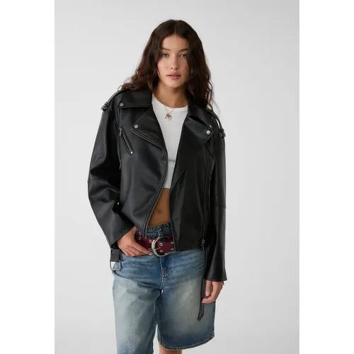 Blouson motard oversize en similicuir XS - Stradivarius - Modalova