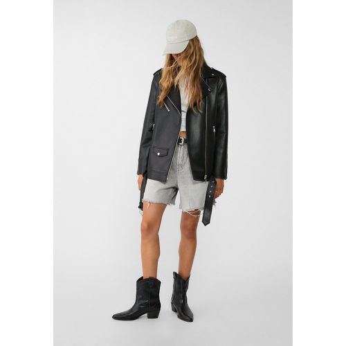 Blouson motard oversize en similicuir XS - Stradivarius - Modalova