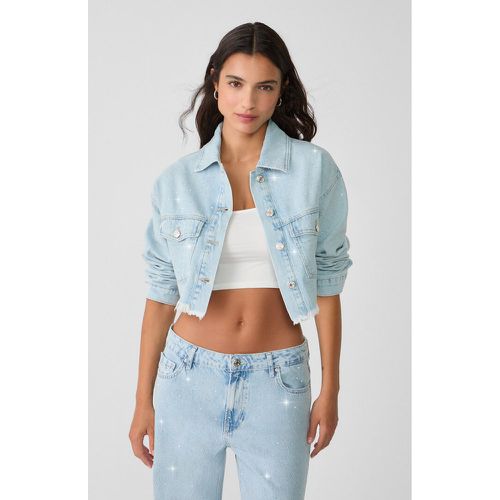 Blouson en jean cropped avec brillants XL - Stradivarius - Modalova