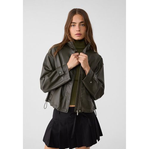 Blouson à col montant en similicuir XS - Stradivarius - Modalova