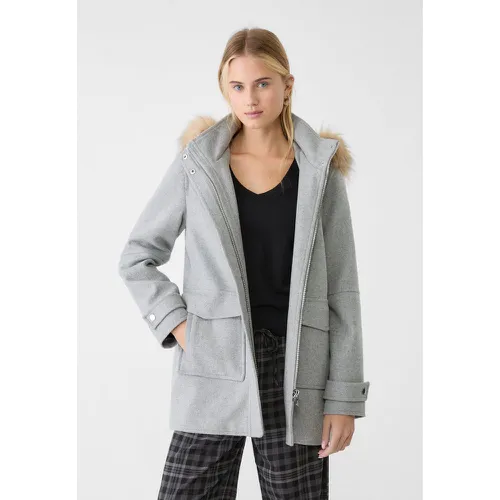 Manteau midi à capuche en fausse fourrure XS - Stradivarius - Modalova