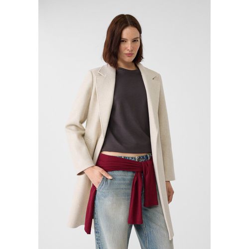 Manteau midi bouton doux au toucher Écru XS - Stradivarius - Modalova