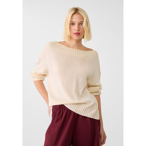 Pull en maille à col bateau côtelé XS - Stradivarius - Modalova