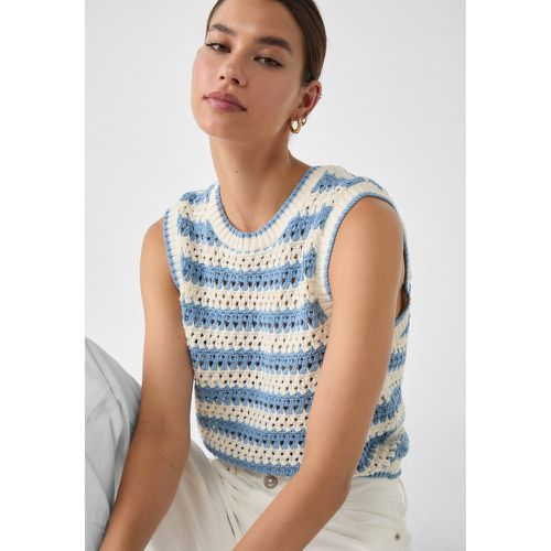 Gilet sans manches crochet rayures M - Stradivarius - Modalova