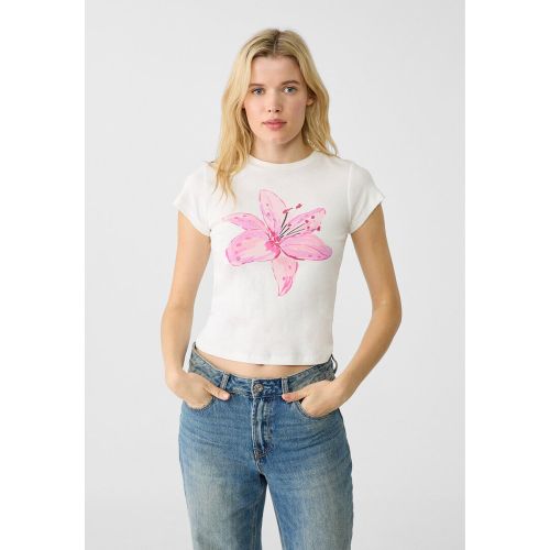 T-shirt imprimé fleur XS - Stradivarius - Modalova