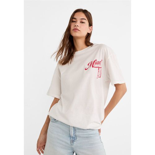 T-shirt oversize avec graphique Écru XS - Stradivarius - Modalova