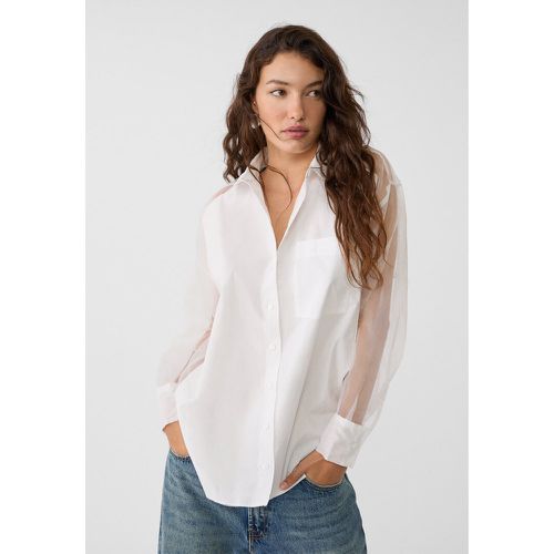 Chemise contrastante en organza M - Stradivarius - Modalova