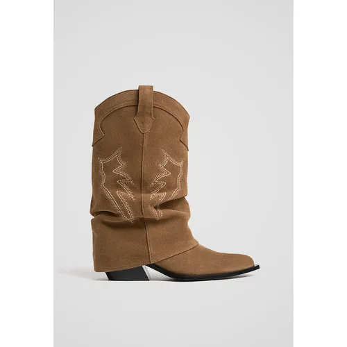 Bottes cowboy en cuir 36 - Stradivarius - Modalova