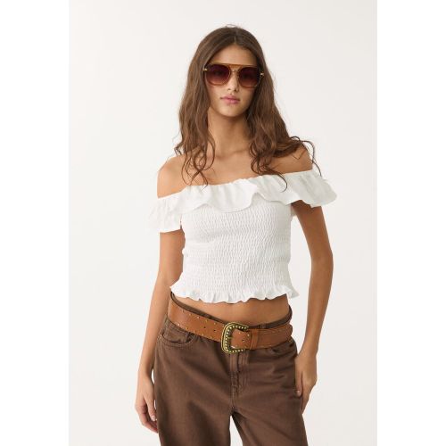 T-shirt à volants Écru XS - Stradivarius - Modalova