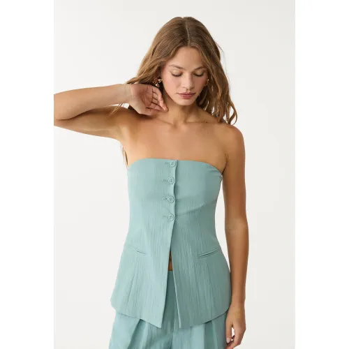 Top bustier boutons texturé XS - Stradivarius - Modalova