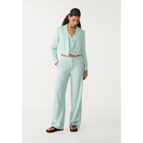 Pantalon droit fluide avec lin 32 - Stradivarius - Modalova