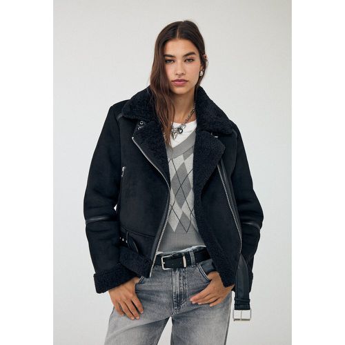 Blouson biker double face en suédine XS - Stradivarius - Modalova