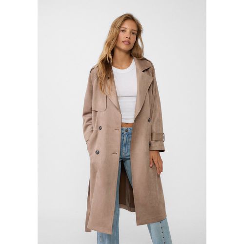 Trench long en suédine XS - Stradivarius - Modalova