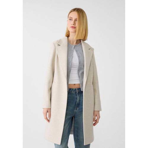 Manteau midi bouton doux au toucher Écru XS - Stradivarius - Modalova