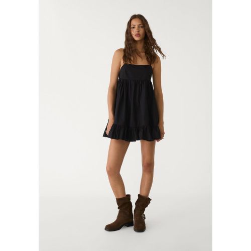 Robe fluide courte en popeline XS - Stradivarius - Modalova