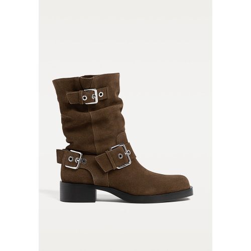 Bottines en cuir avec boucles 35 - Stradivarius - Modalova