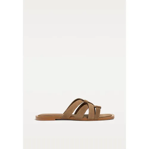 Sandales plates croûte de cuir 35 - Stradivarius - Modalova