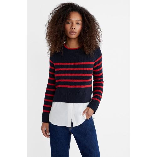 Pull chemisier en maille à rayures XS - Stradivarius - Modalova