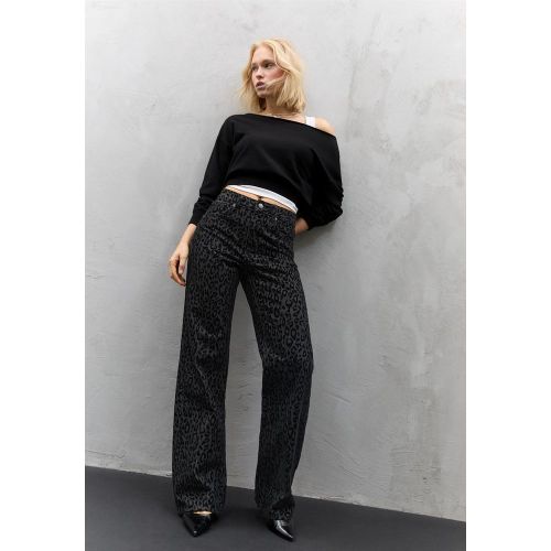 Jeans imprimé léopard floqué DENIM NOIR EFFET DÉLAVÉ 32 - Stradivarius - Modalova