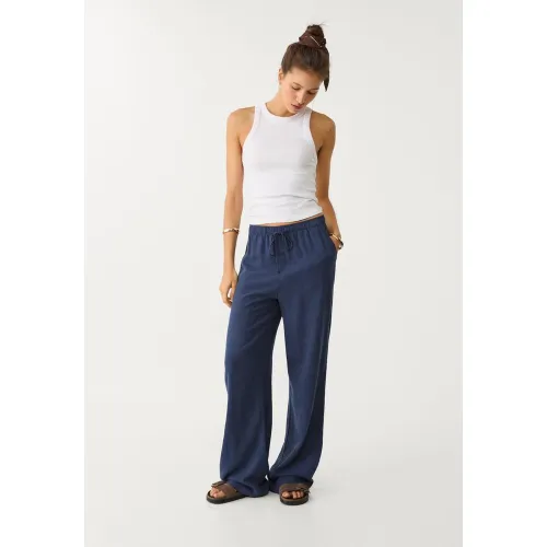 Pantalon fluide en lin XS - Stradivarius - Modalova