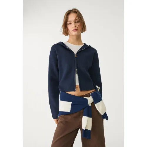 Veste à capuche en maille à zip XS - Stradivarius - Modalova