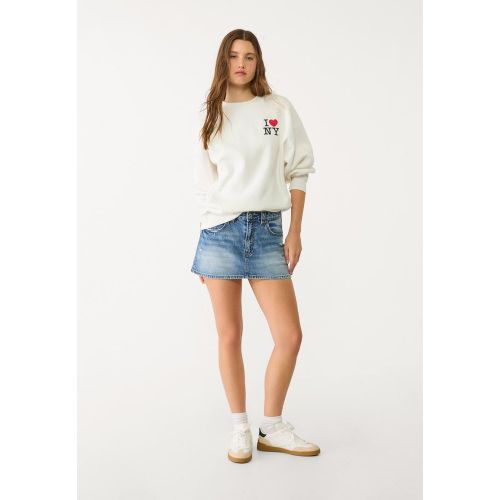 Sweat oversize I Love NY Écru XS - Stradivarius - Modalova