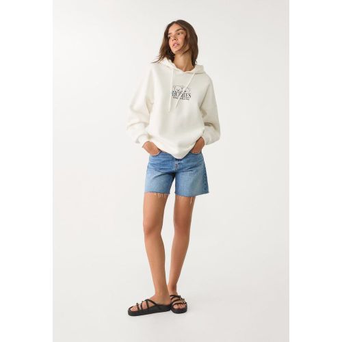 Sweat à capuche imprimé Écru XS - Stradivarius - Modalova