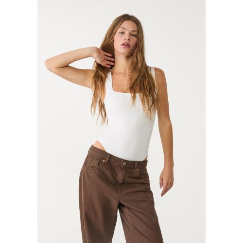 Body polyamide col carré Écru XS - Stradivarius - Modalova