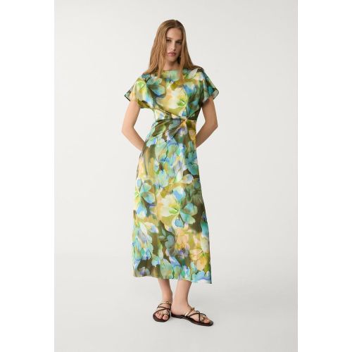 Robe midi imprimée satinée XS - Stradivarius - Modalova
