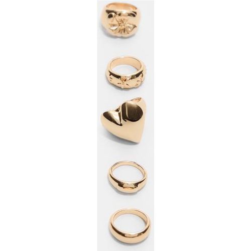 Lot de 5 bagues fleur et cœur OS - Stradivarius - Modalova