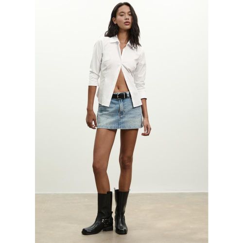 D62 Jupe-short en denim à brillants DENIM BLEU MOYEN DÉLAVÉ 32 - Stradivarius - Modalova