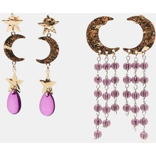Lot de 2 boucles d’oreilles pendantes à perles et lune OS - Stradivarius - Modalova