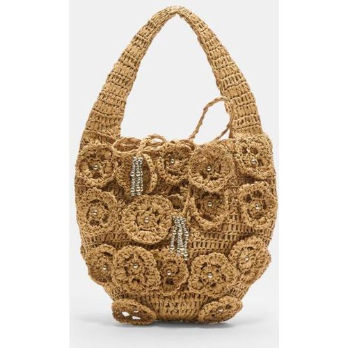 Sac à bandoulière à fleurs style raphia Écru OS - Stradivarius - Modalova