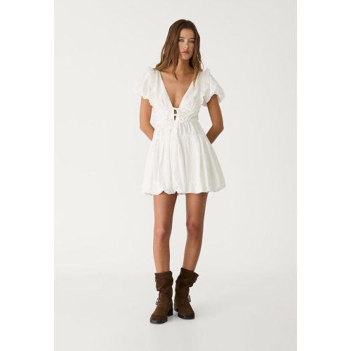 Robe courte ballon manches courtes XS - Stradivarius - Modalova