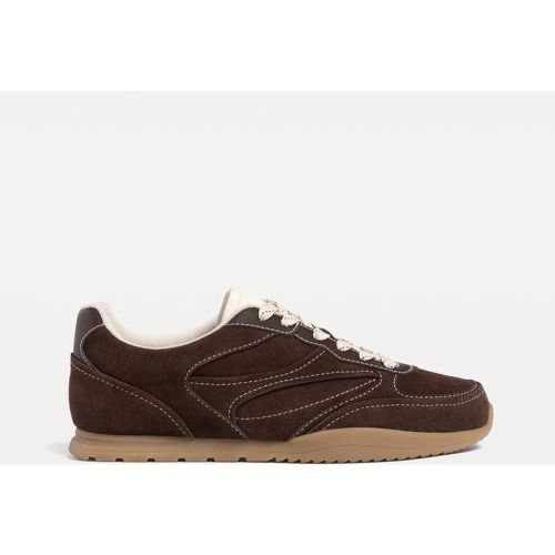 Sneakers type tennis croûte de cuir coutures 35 - Stradivarius - Modalova