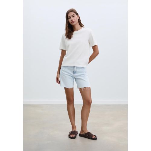 D93 Short denim longline DENIM BLEU MOYEN CLAIR DÉLAVÉ 32 - Stradivarius - Modalova