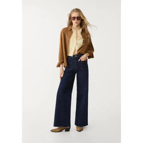 Jean regular avec poches DENIM DÉSENCOLLÉ DÉLAVÉ 32 - Stradivarius - Modalova