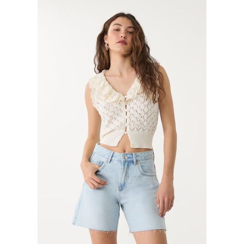 D93 Short denim longline DENIM BLEU MOYEN CLAIR DÉLAVÉ 32 - Stradivarius - Modalova