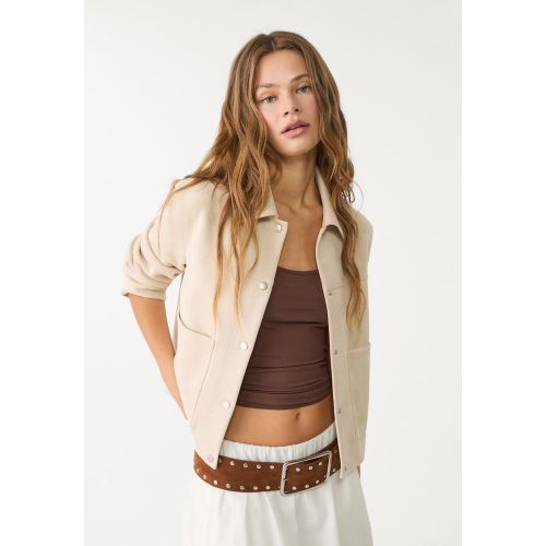 Blouson imitation daim Écru XS - Stradivarius - Modalova