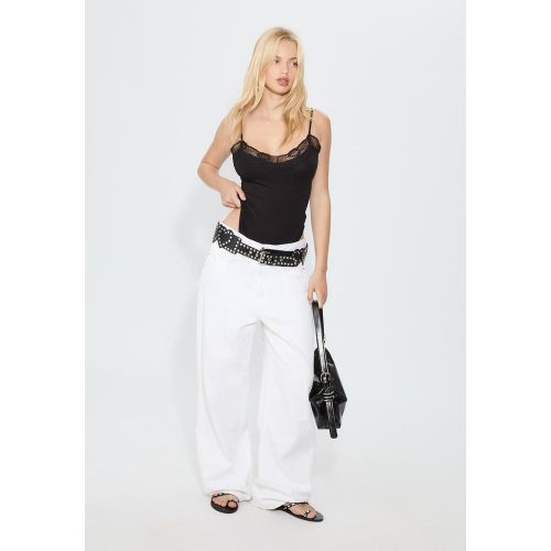 Body coton détail dentelle XS - Stradivarius - Modalova