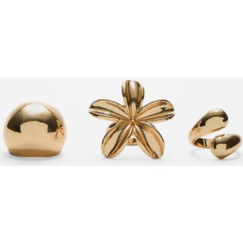 Lot 3 bagues fleur et goutte OS - Stradivarius - Modalova
