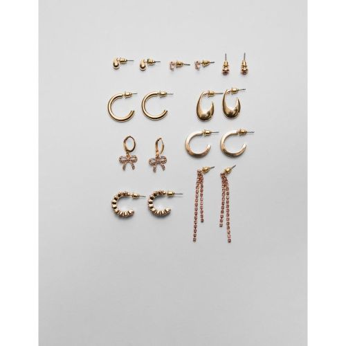 Lot 9 paires de boucles d’oreilles anneaux et brillants OS - Stradivarius - Modalova