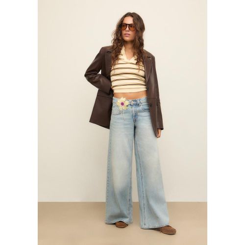 Jean large taille basse cœurs DENIM BLEU MOYEN CLAIR DÉLAVÉ 32 - Stradivarius - Modalova