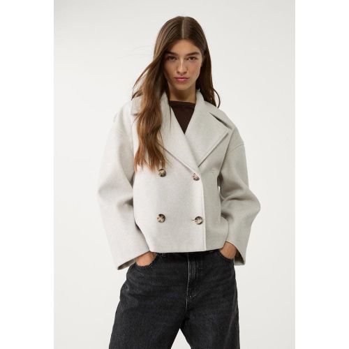 Manteau court croisé Écru XS - Stradivarius - Modalova