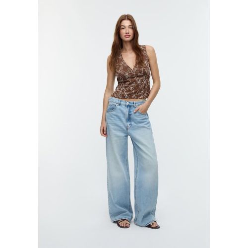 Top brodé avec lin XS - Stradivarius - Modalova