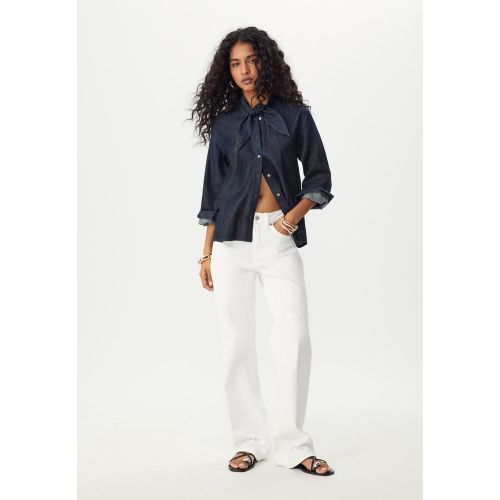 Chemise en jean à nœud DENIM OVERDYED DÉLAVÉ XS - Stradivarius - Modalova