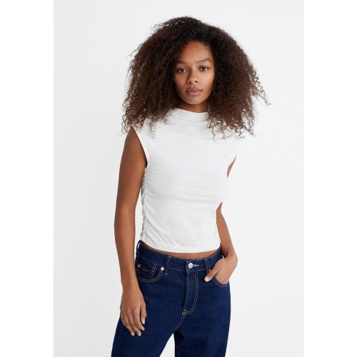 T-shirt gathering en viscose Écru XS - Stradivarius - Modalova