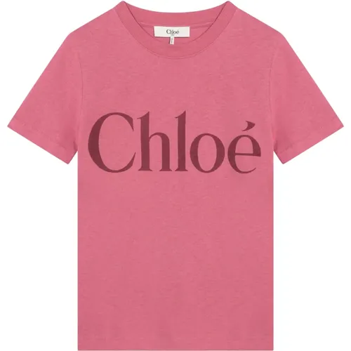 Chloé - Tops > T-Shirts - Pink - Chloé - Modalova